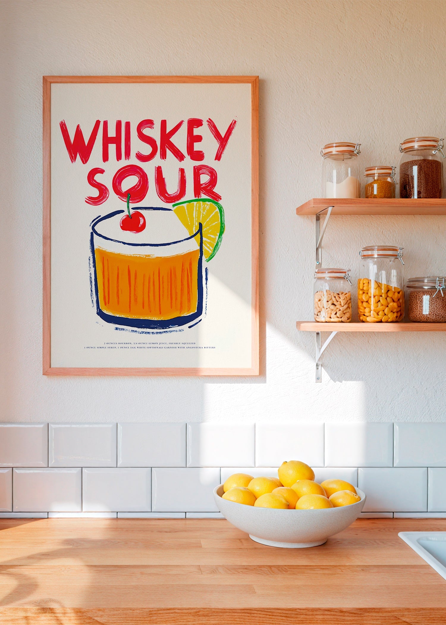 Art de cuisine Whiskey Sour illustration de cocktail
