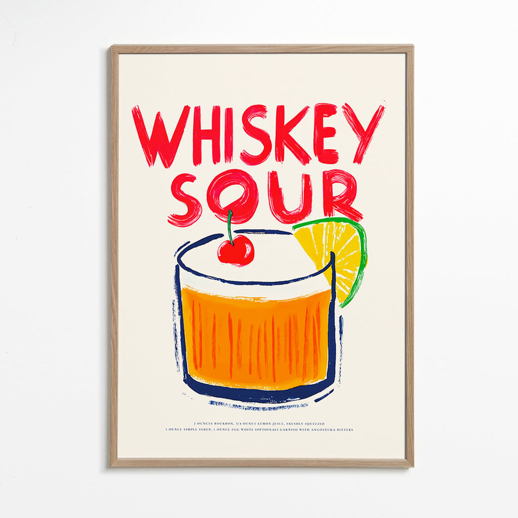 Art de cuisine Whiskey Sour illustration de cocktail