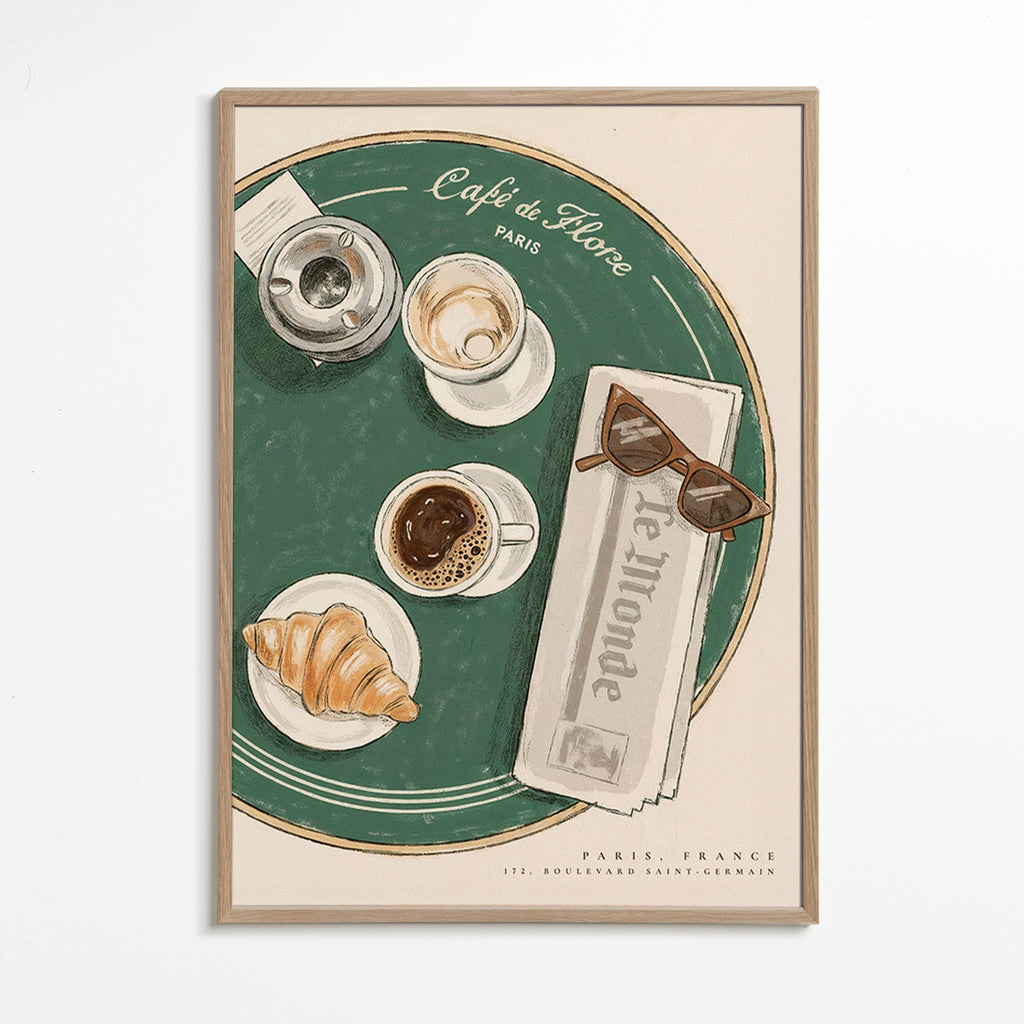 Art de cuisine Café de Flore croissant illustré