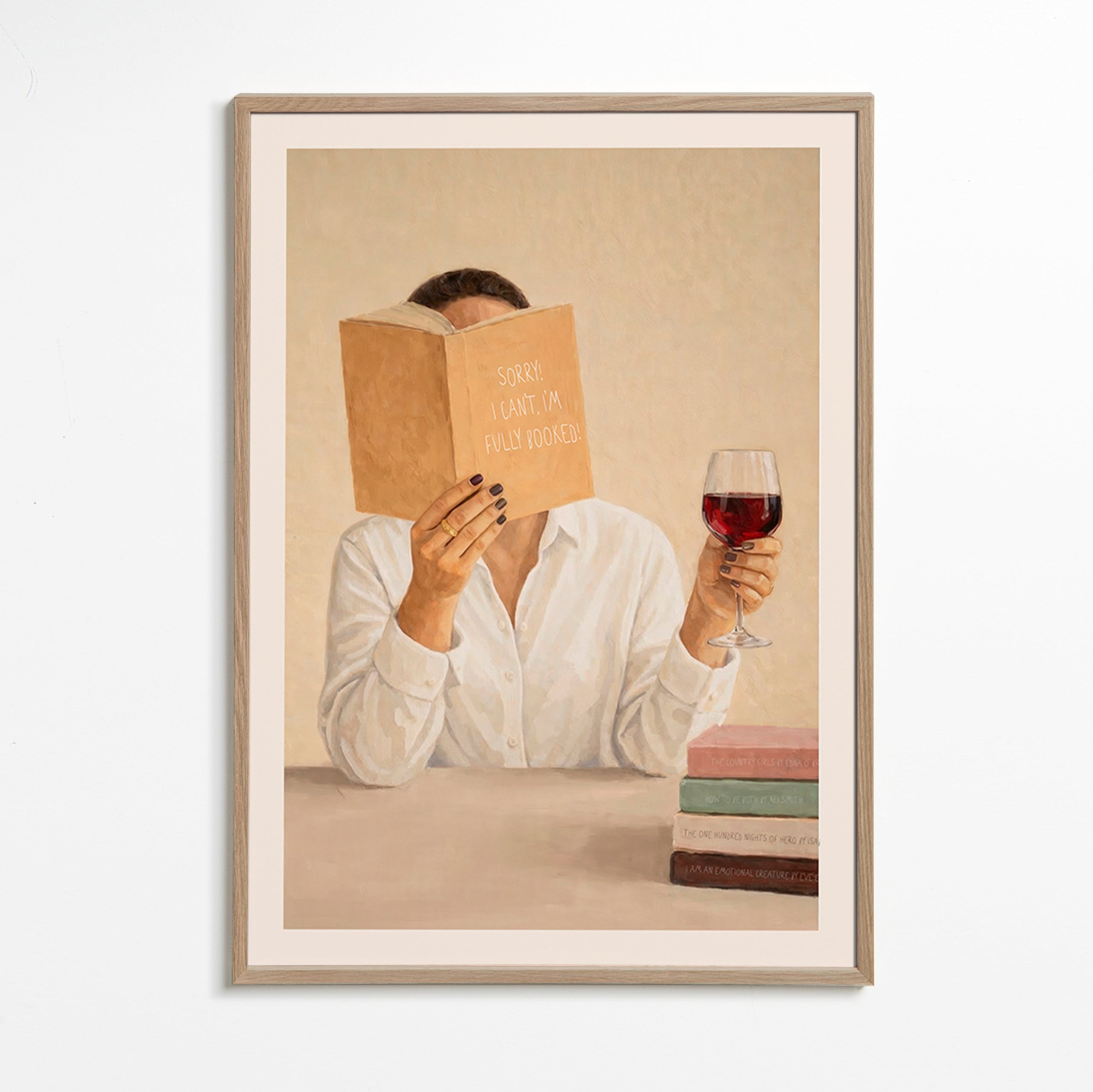Art de cuisine: femme lisant avec un verre de vin