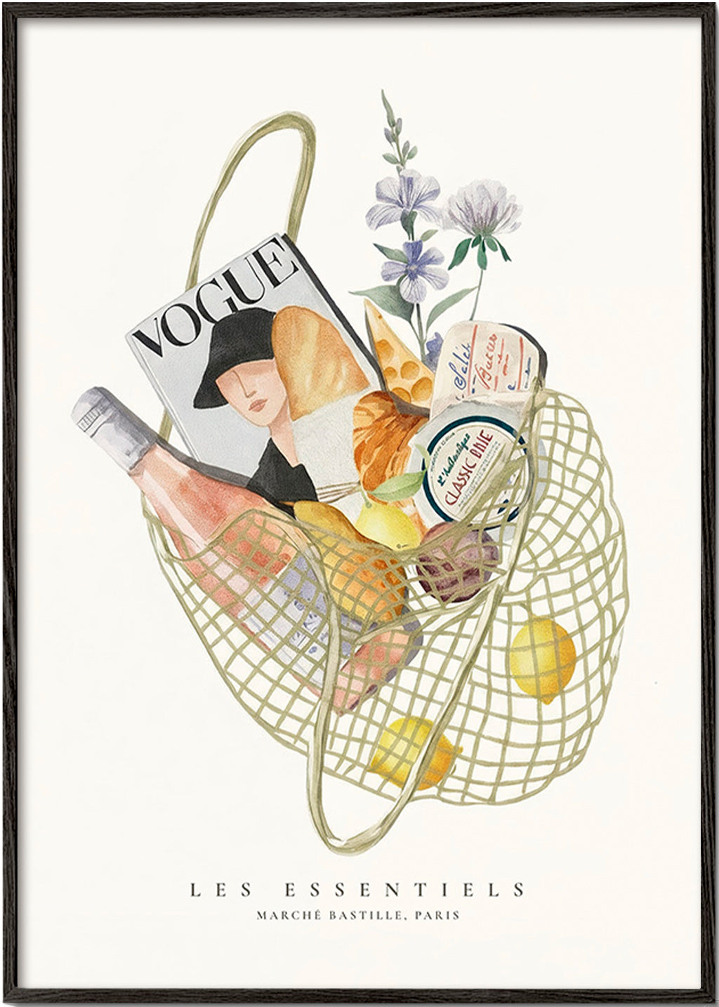 Art de cuisine avec sac de marché illustré