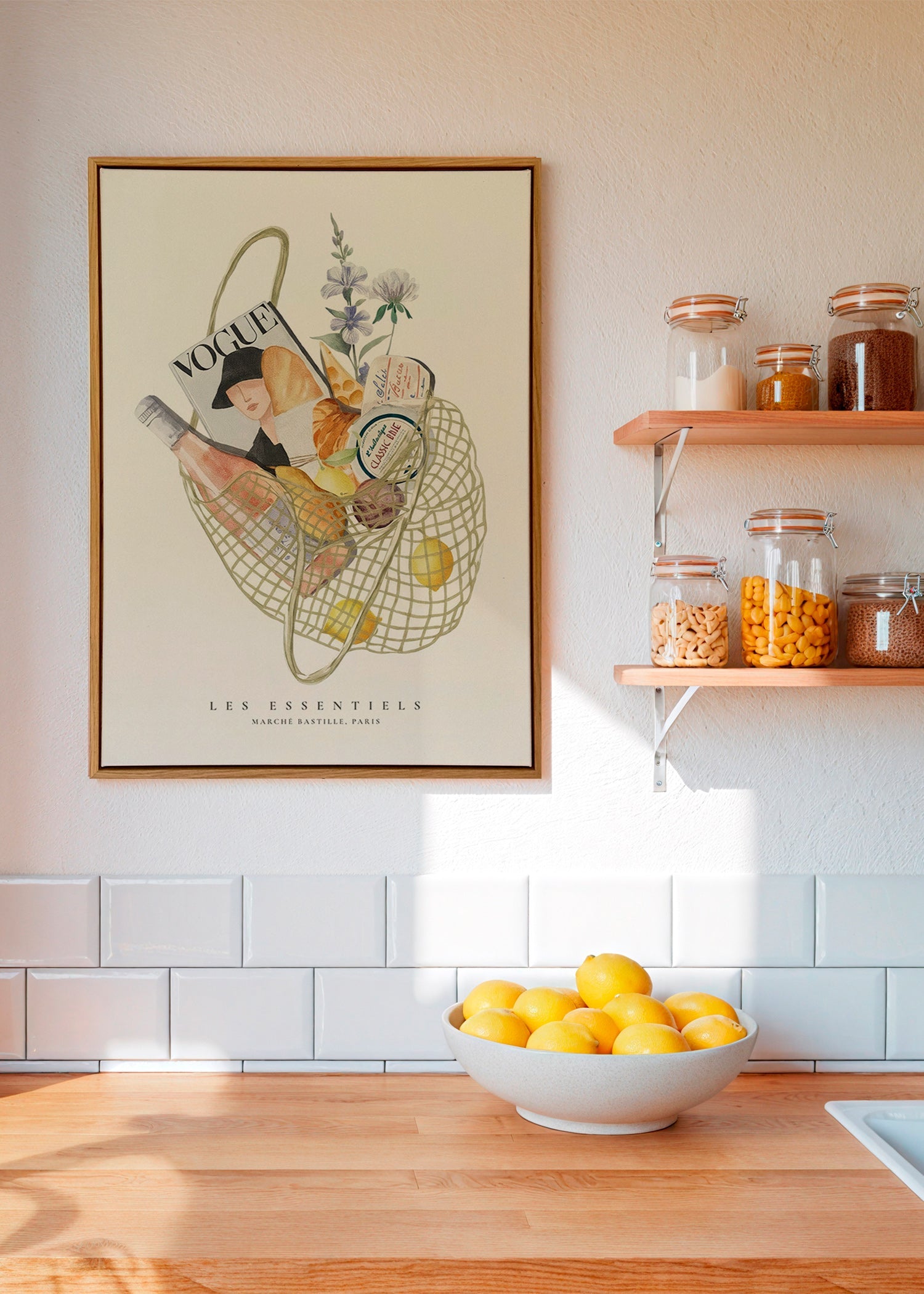 Art de cuisine avec sac de marché illustré