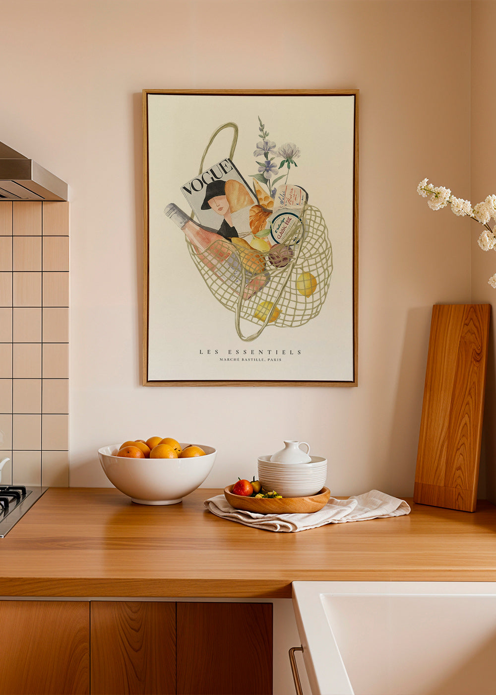 Art de cuisine avec sac de marché illustré