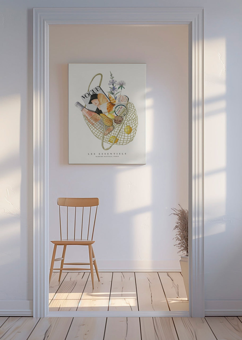 Art de cuisine avec sac de marché illustré