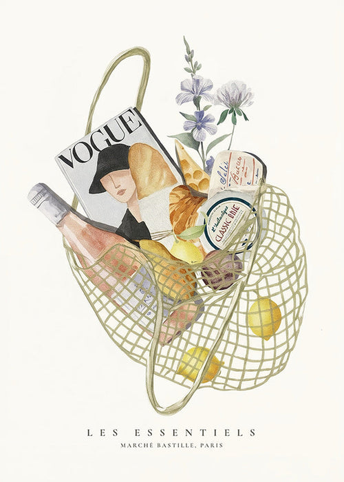 Art de cuisine avec sac de marché illustré
