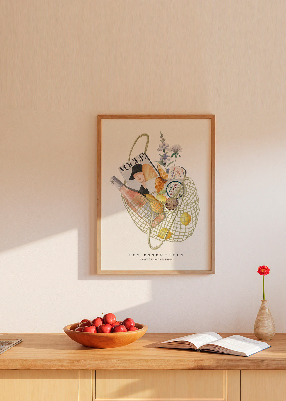 Art de cuisine avec sac de marché illustré