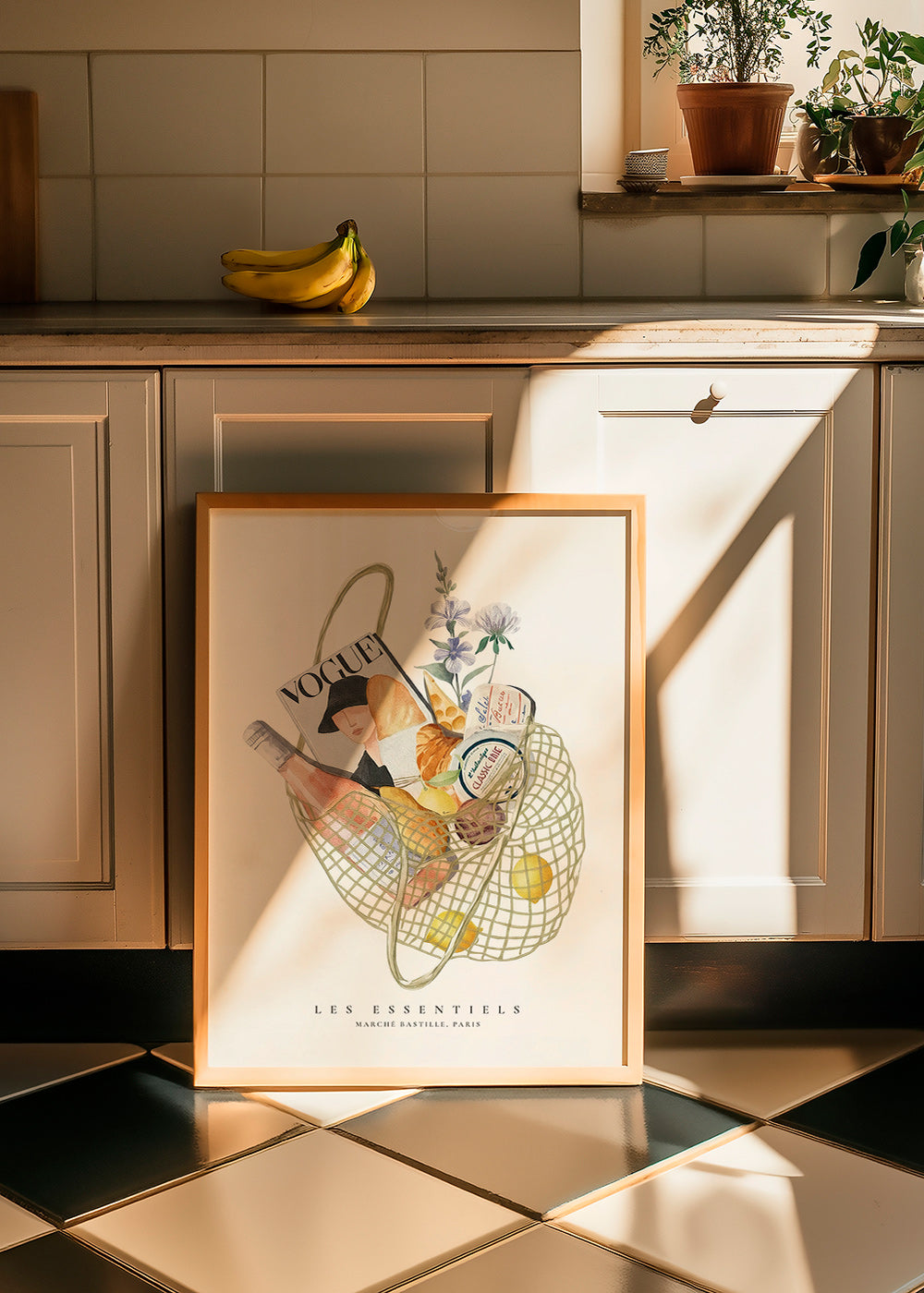 Art de cuisine avec sac de marché illustré