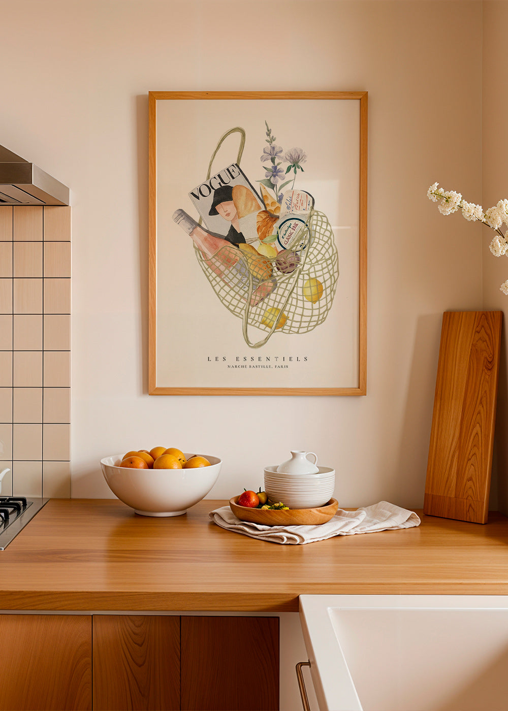 Art de cuisine avec sac de marché illustré