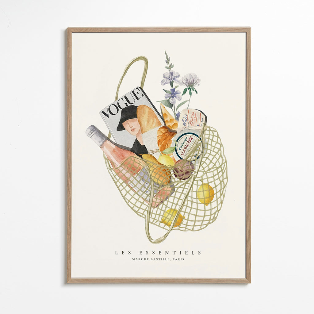 Art de cuisine avec sac de marché illustré