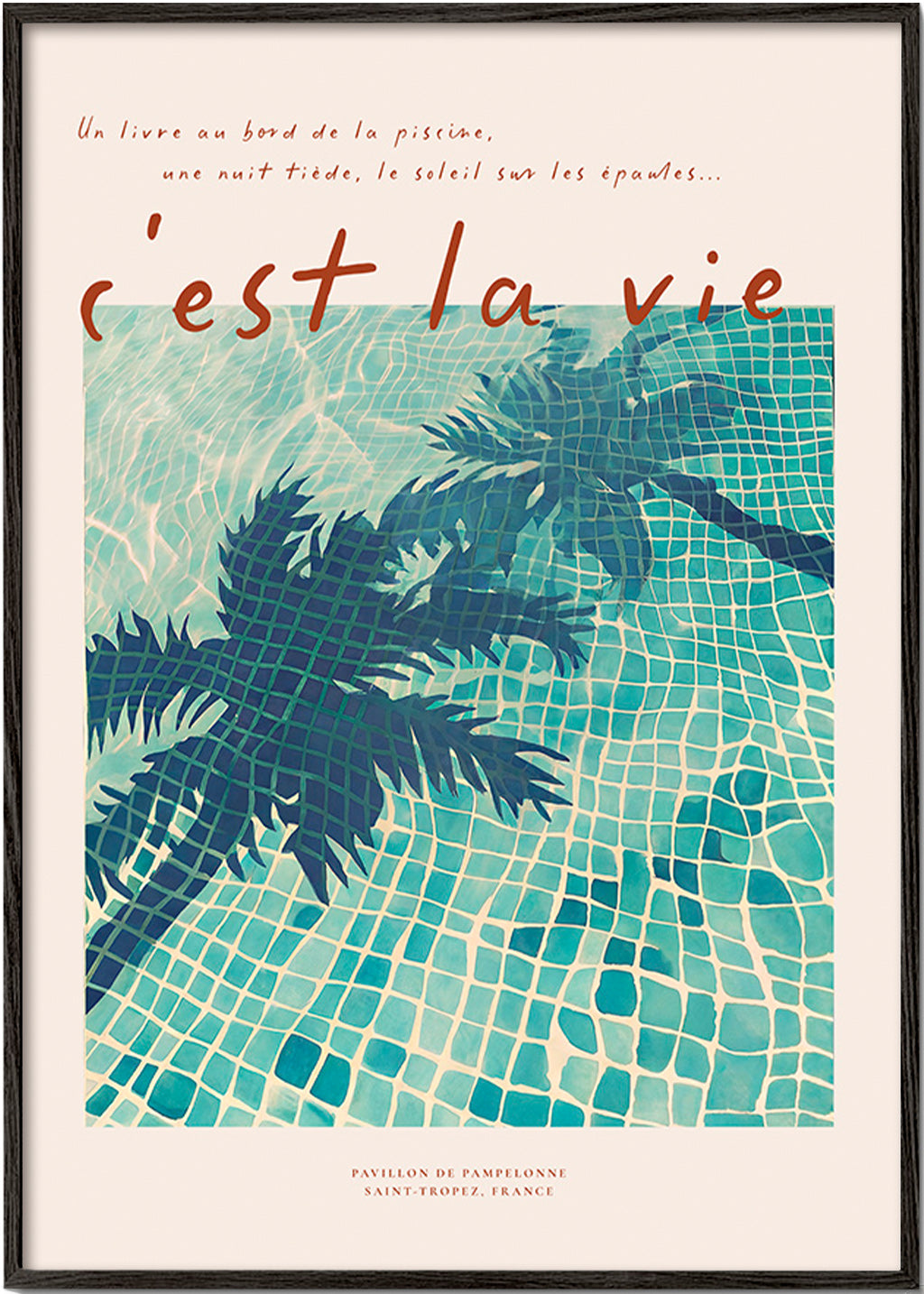 Illustration de piscine ombres de palmiers