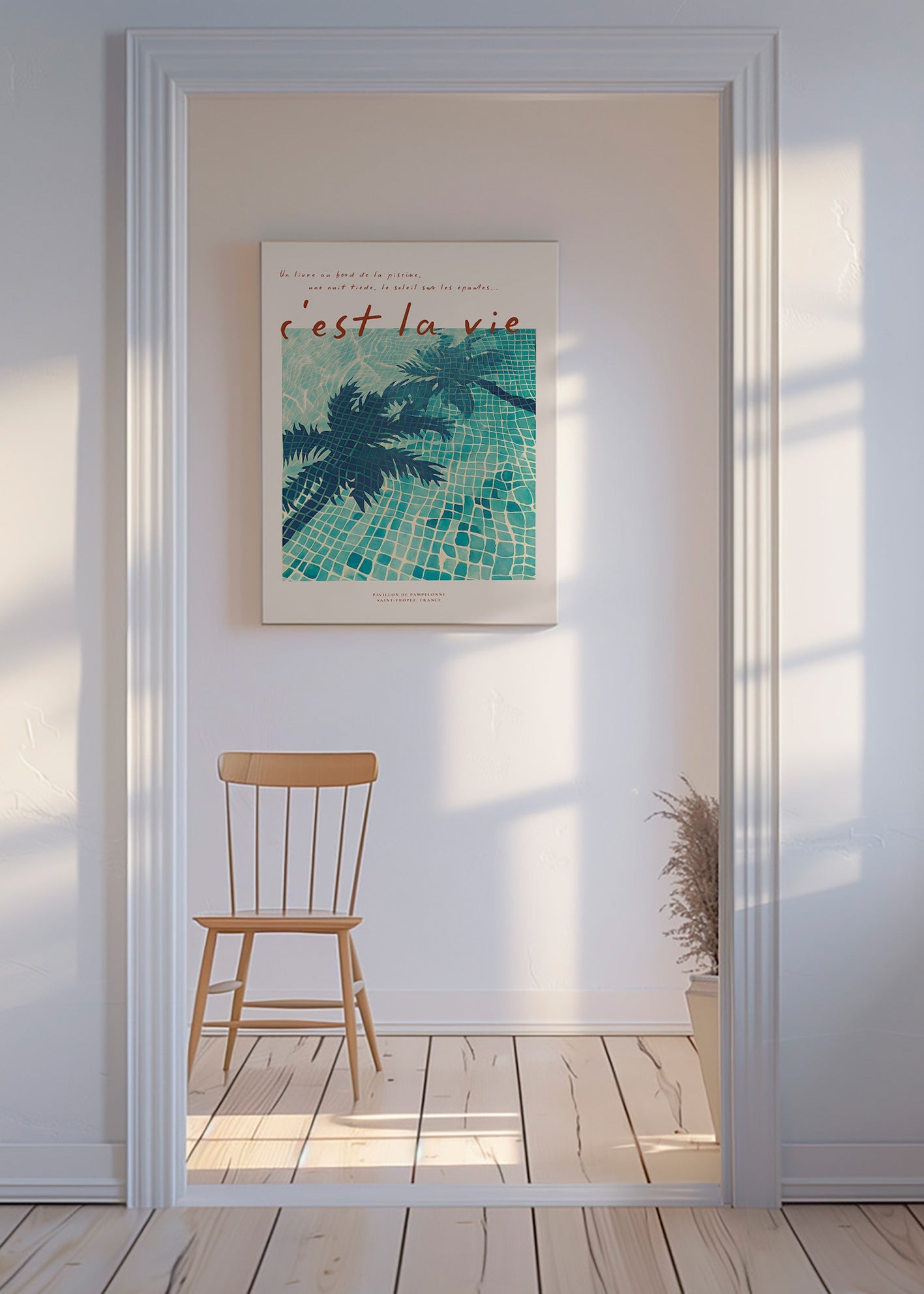 Illustration de piscine ombres de palmiers