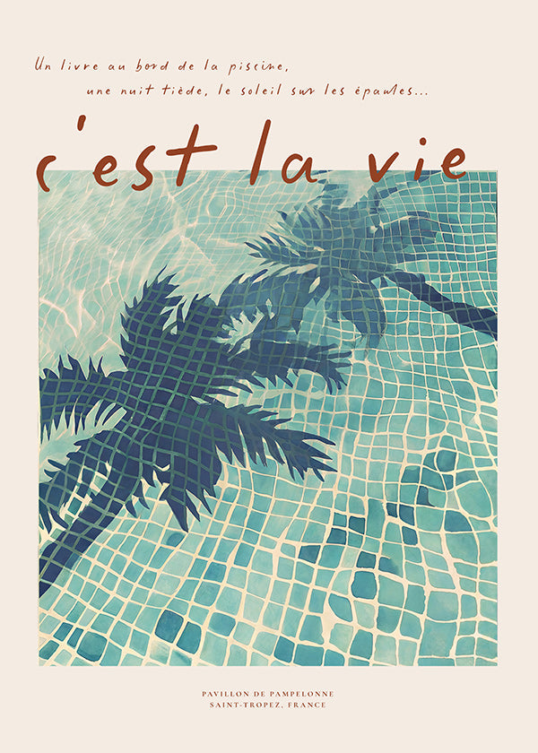 Illustration de piscine ombres de palmiers