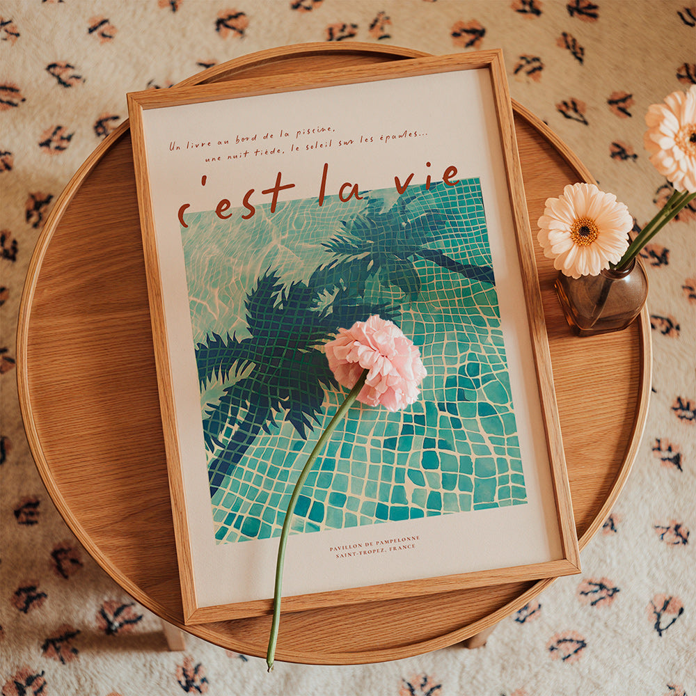 Illustration de piscine ombres de palmiers