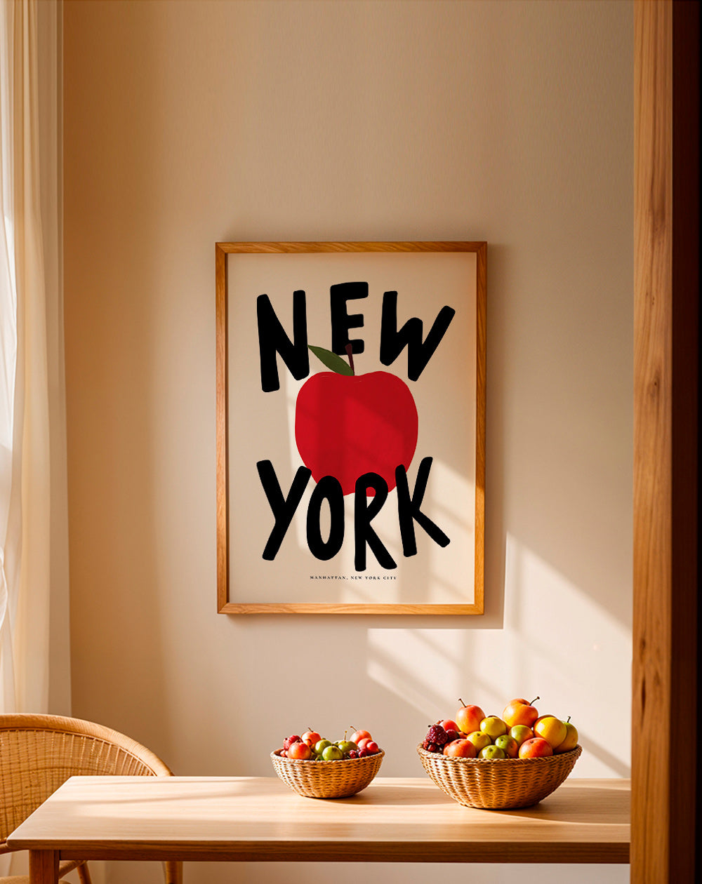 Art de cuisine New York pomme rouge graphique