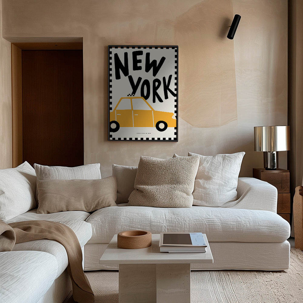 Affiche de ville New York taxi au lettrage audacieux