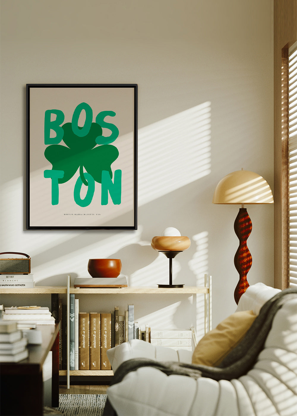 Tableau de voyage Boston avec trèfle graphique