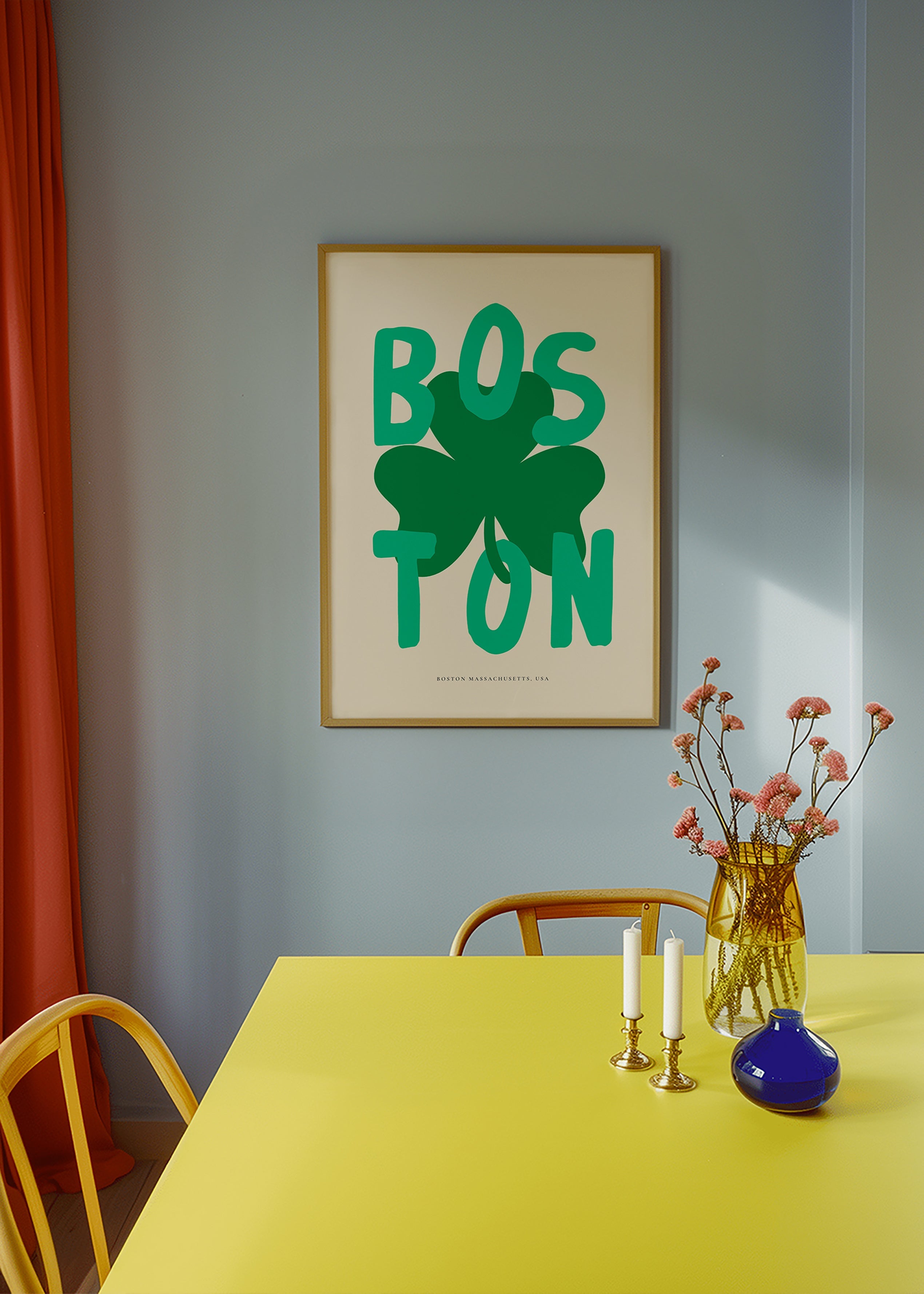 Tableau de voyage Boston avec trèfle graphique