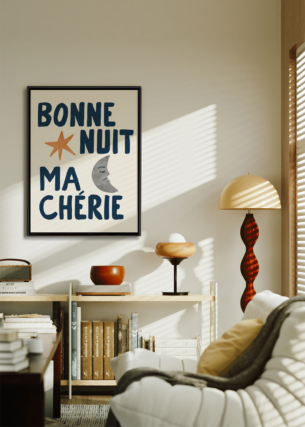 Affiche enfantine 'bonne nuit' con lune