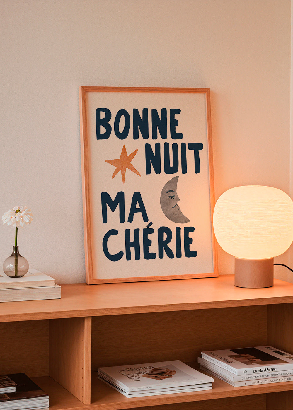 Affiche enfantine 'bonne nuit' con lune