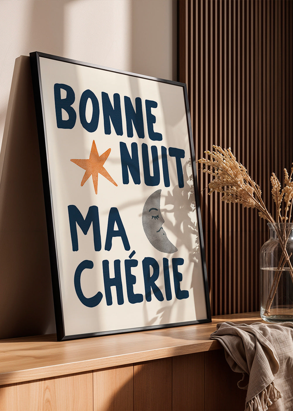 Affiche enfantine 'bonne nuit' con lune