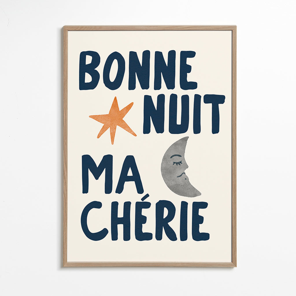 Affiche enfantine 'bonne nuit' con lune