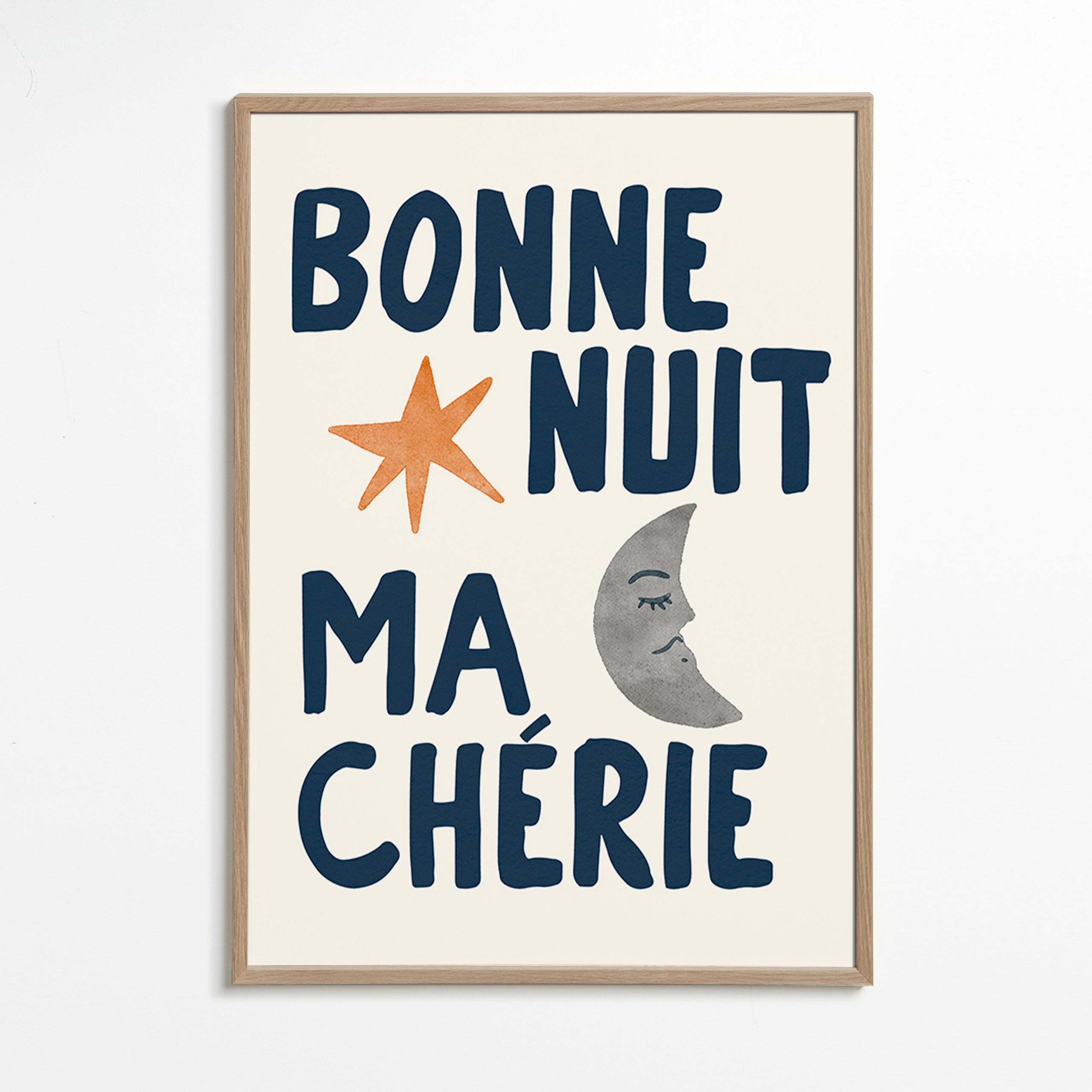 Affiche enfantine 'bonne nuit' con lune