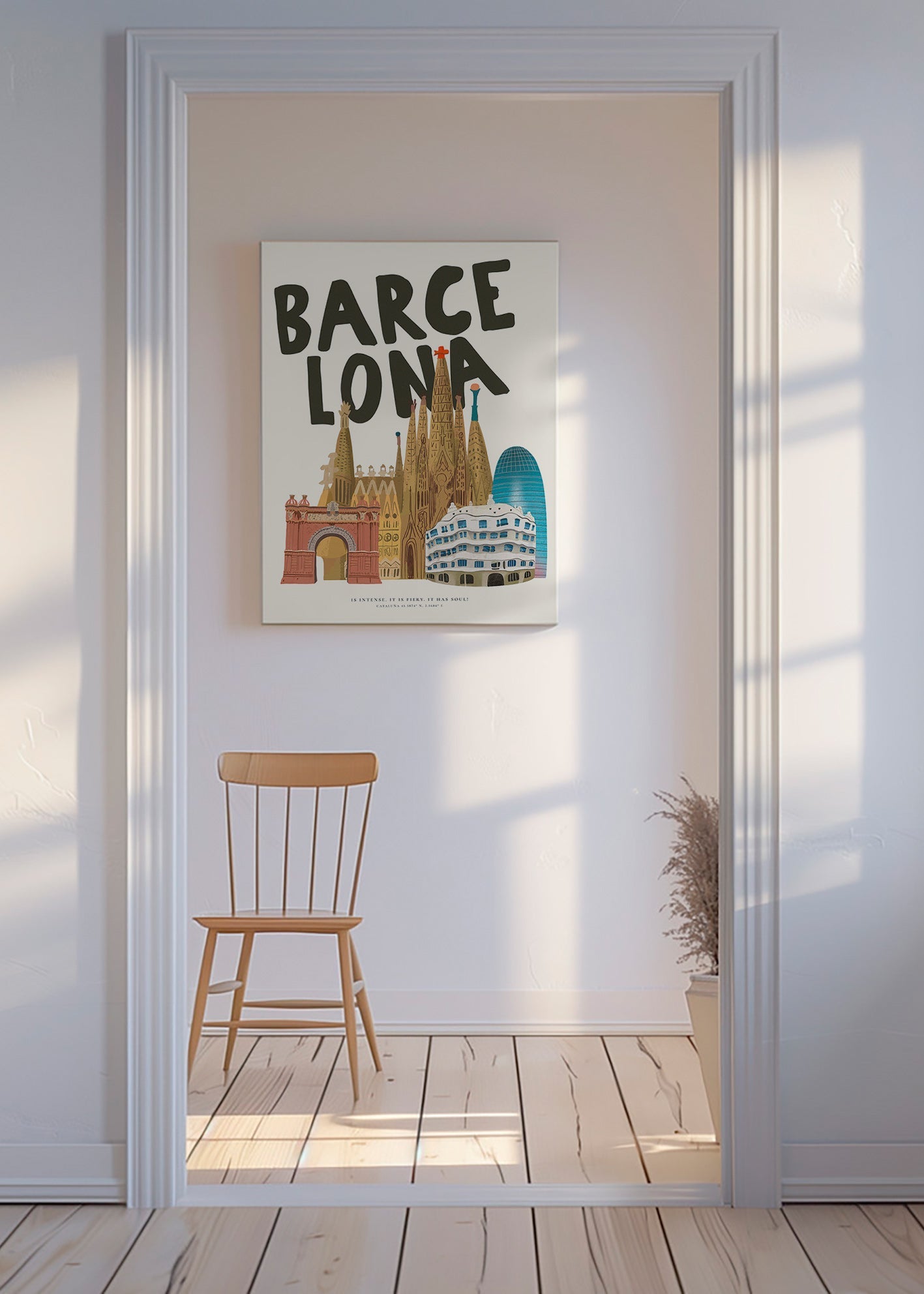 Art de ville Barcelone illustré et typographique