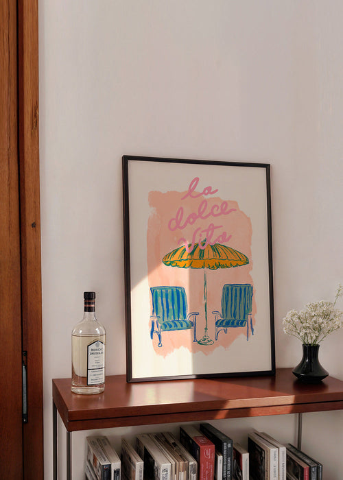 Illustration La Dolce Vita parasol et chaises