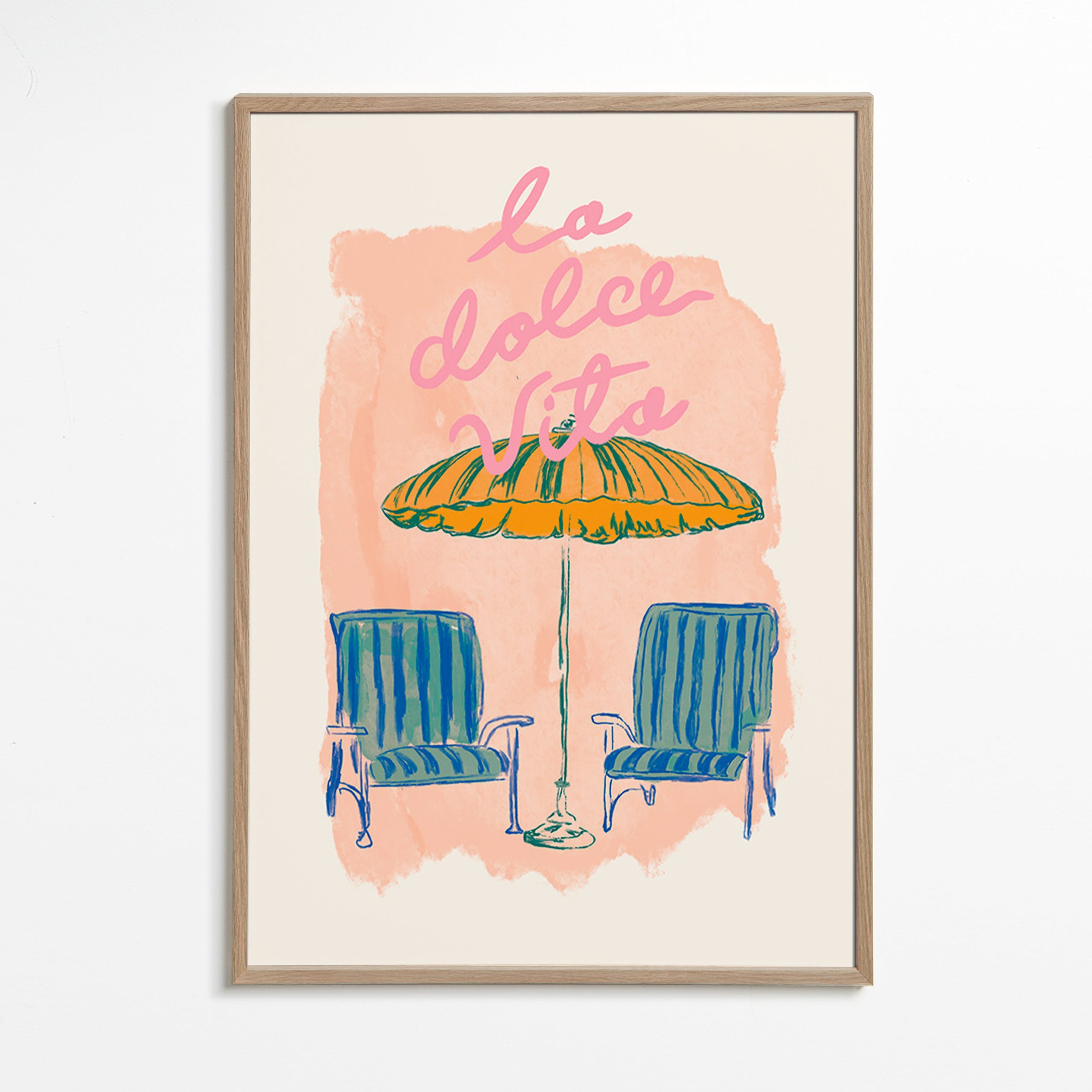 Illustration La Dolce Vita parasol et chaises