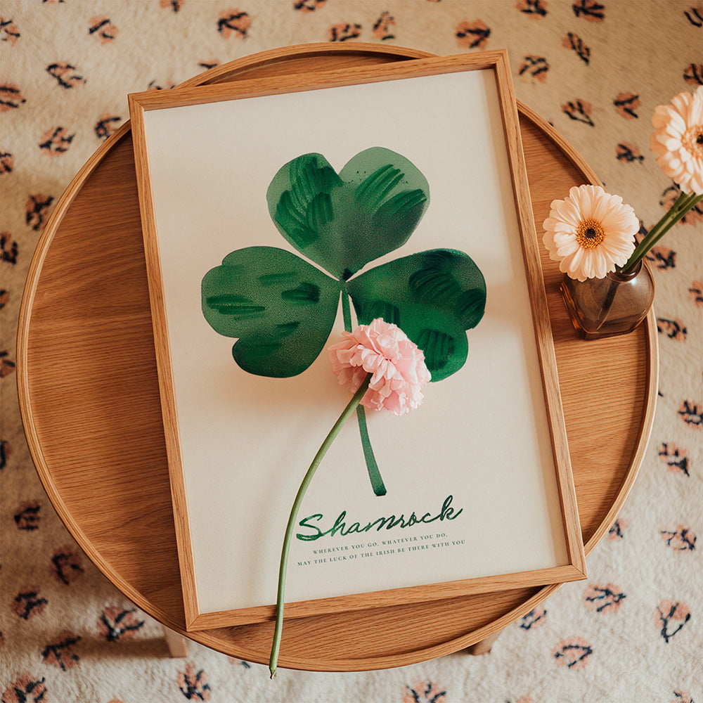Impression botanique Shamrock trèfle aquarelle
