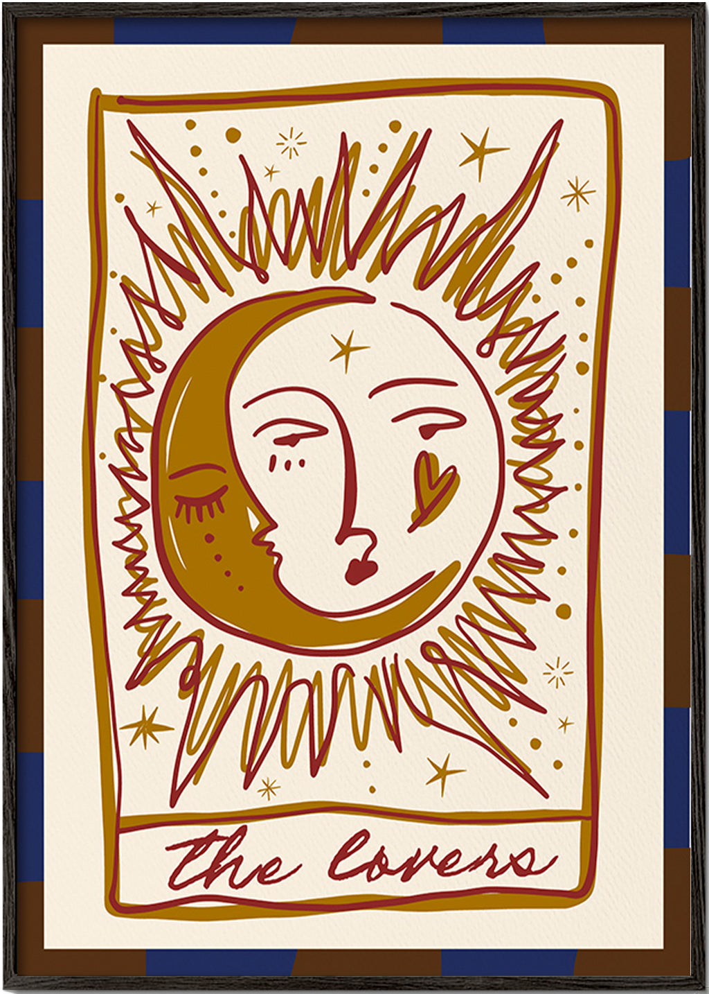 Illustration tarot 'The Lovers' soleil et lune