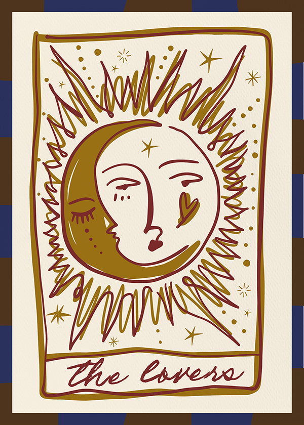 Illustration tarot 'The Lovers' soleil et lune