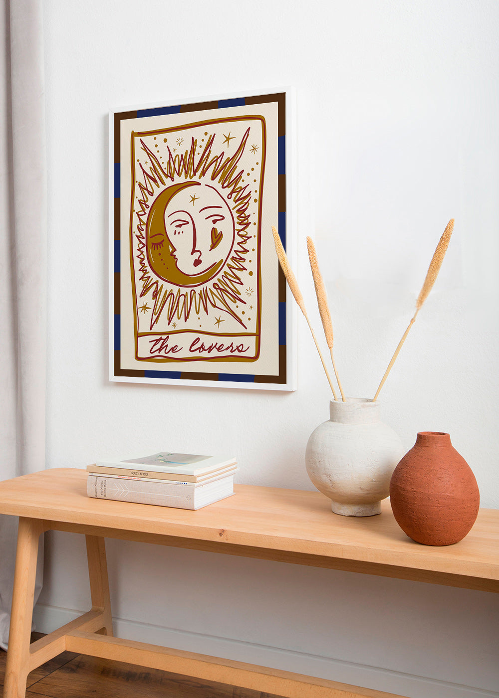 Illustration tarot 'The Lovers' soleil et lune