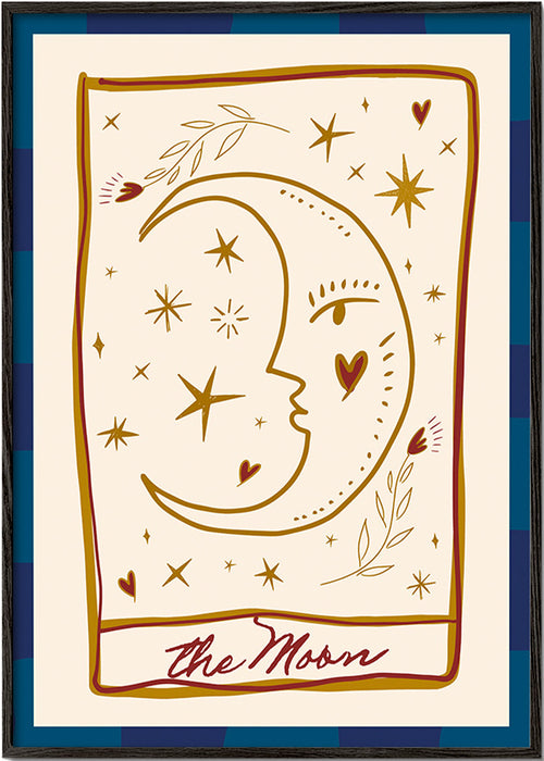 Illustration lune au visage et étoiles