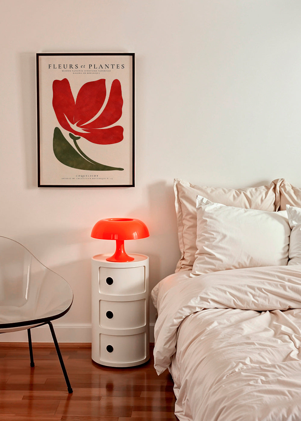 Estampe botanique : coquelicot rouge stylisé