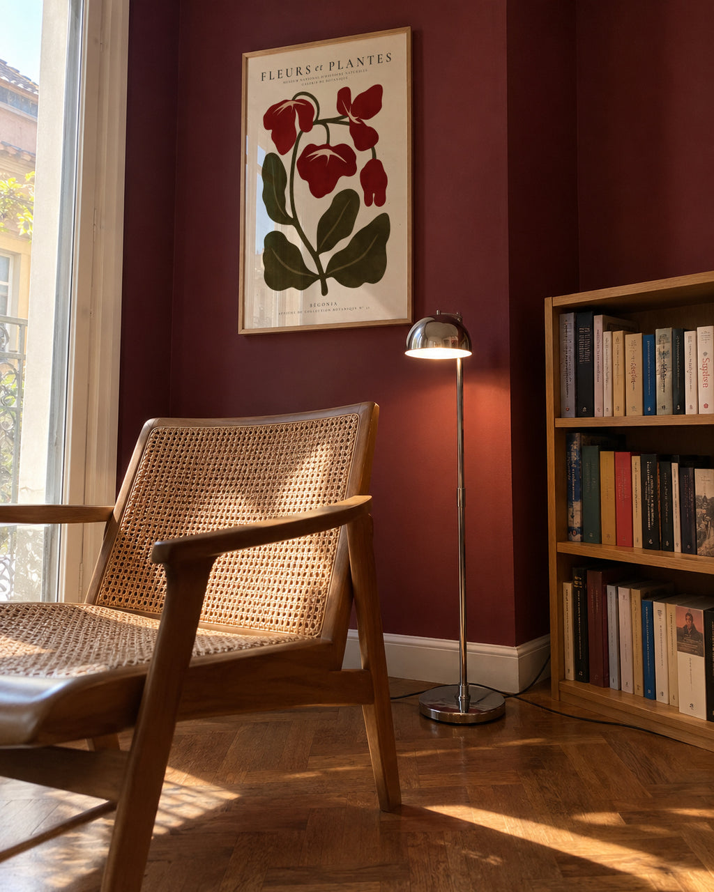 Red Begonia - Framed poster in an interior