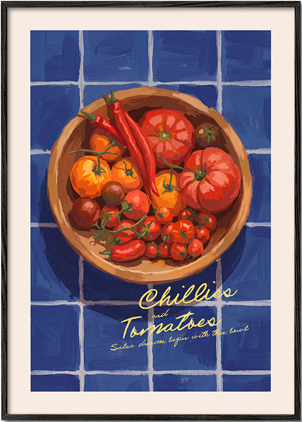 Art de cuisine avec piments et tomates illustrés