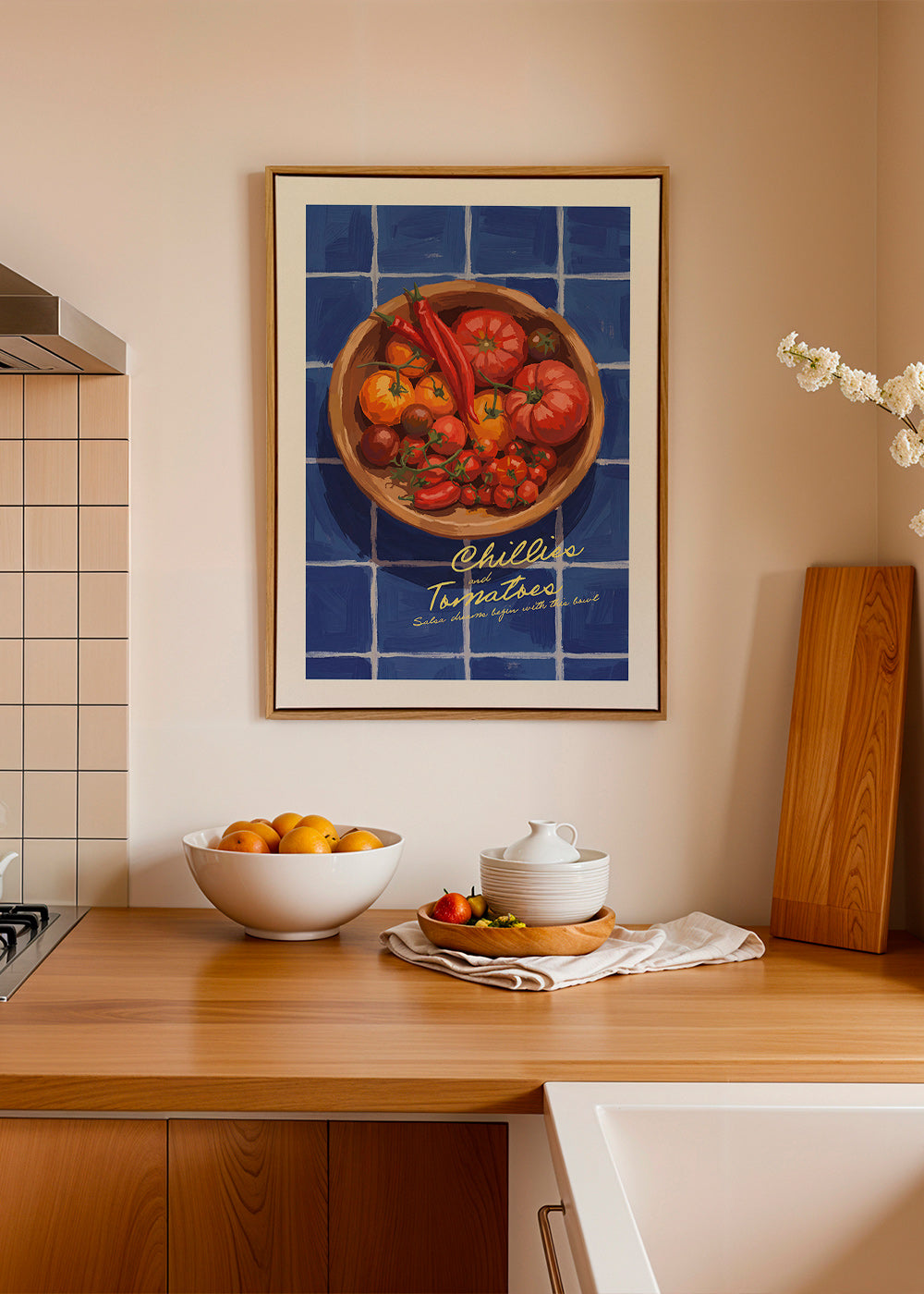 Art de cuisine avec piments et tomates illustrés