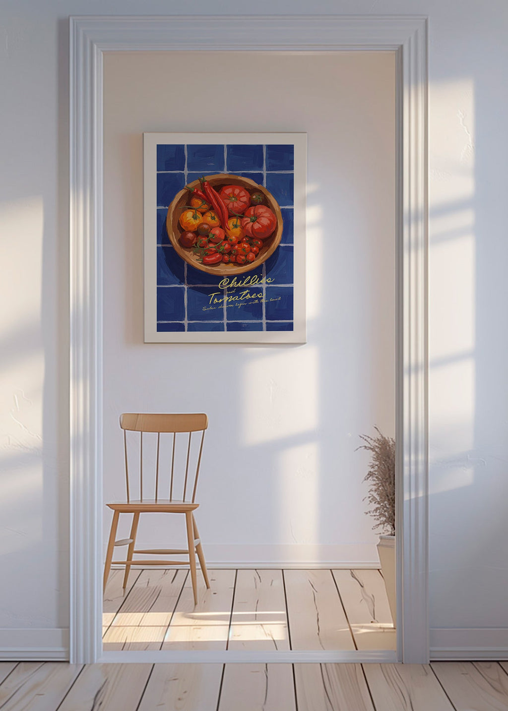 Art de cuisine avec piments et tomates illustrés