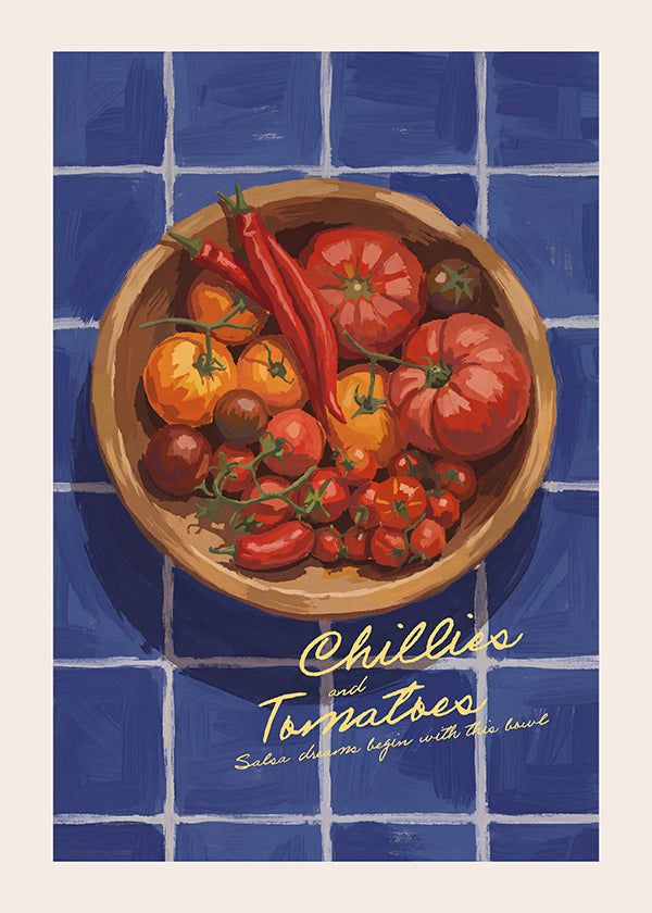 Art de cuisine avec piments et tomates illustrés