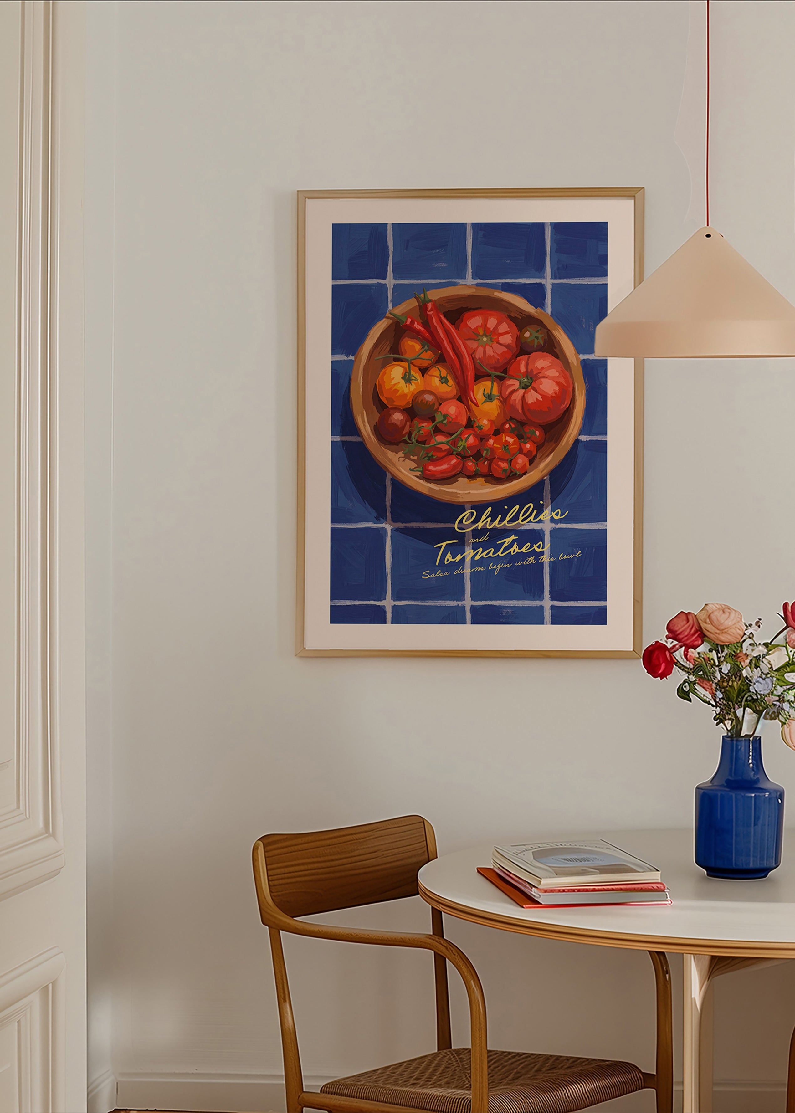 Art de cuisine avec piments et tomates illustrés