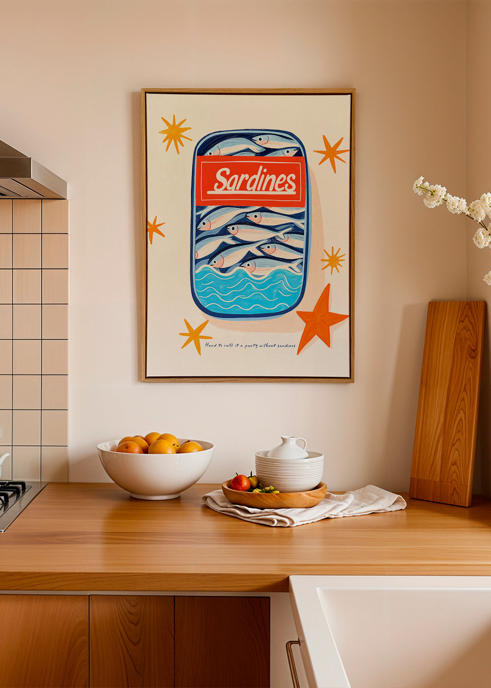 Art de cuisine: boîte de sardines illustrée