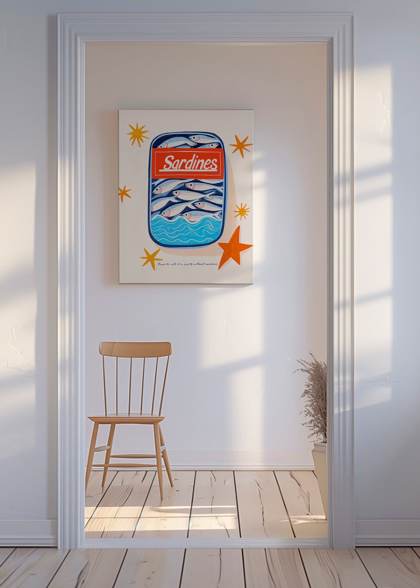 Art de cuisine: boîte de sardines illustrée