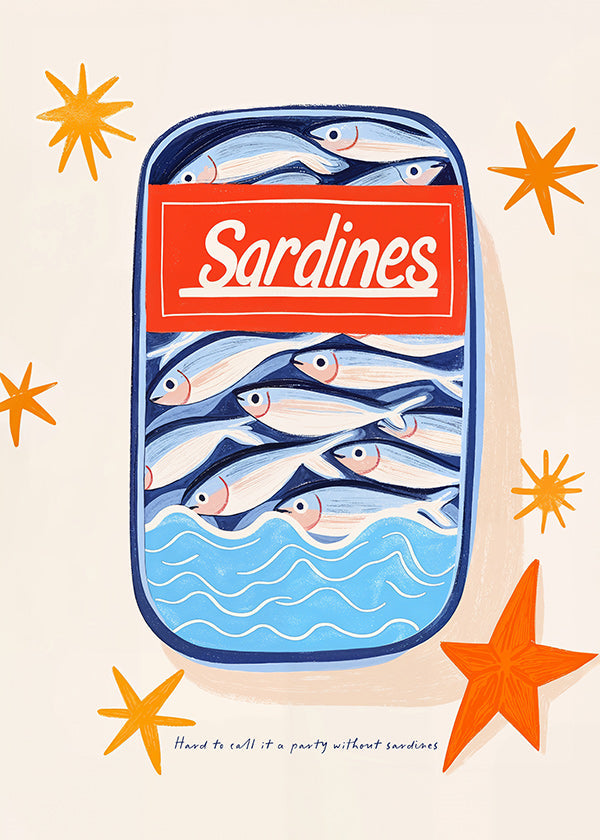 Art de cuisine: boîte de sardines illustrée
