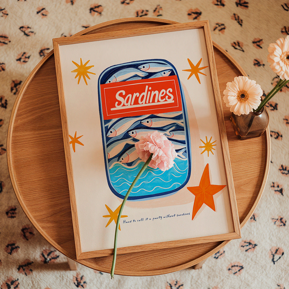 Art de cuisine: boîte de sardines illustrée