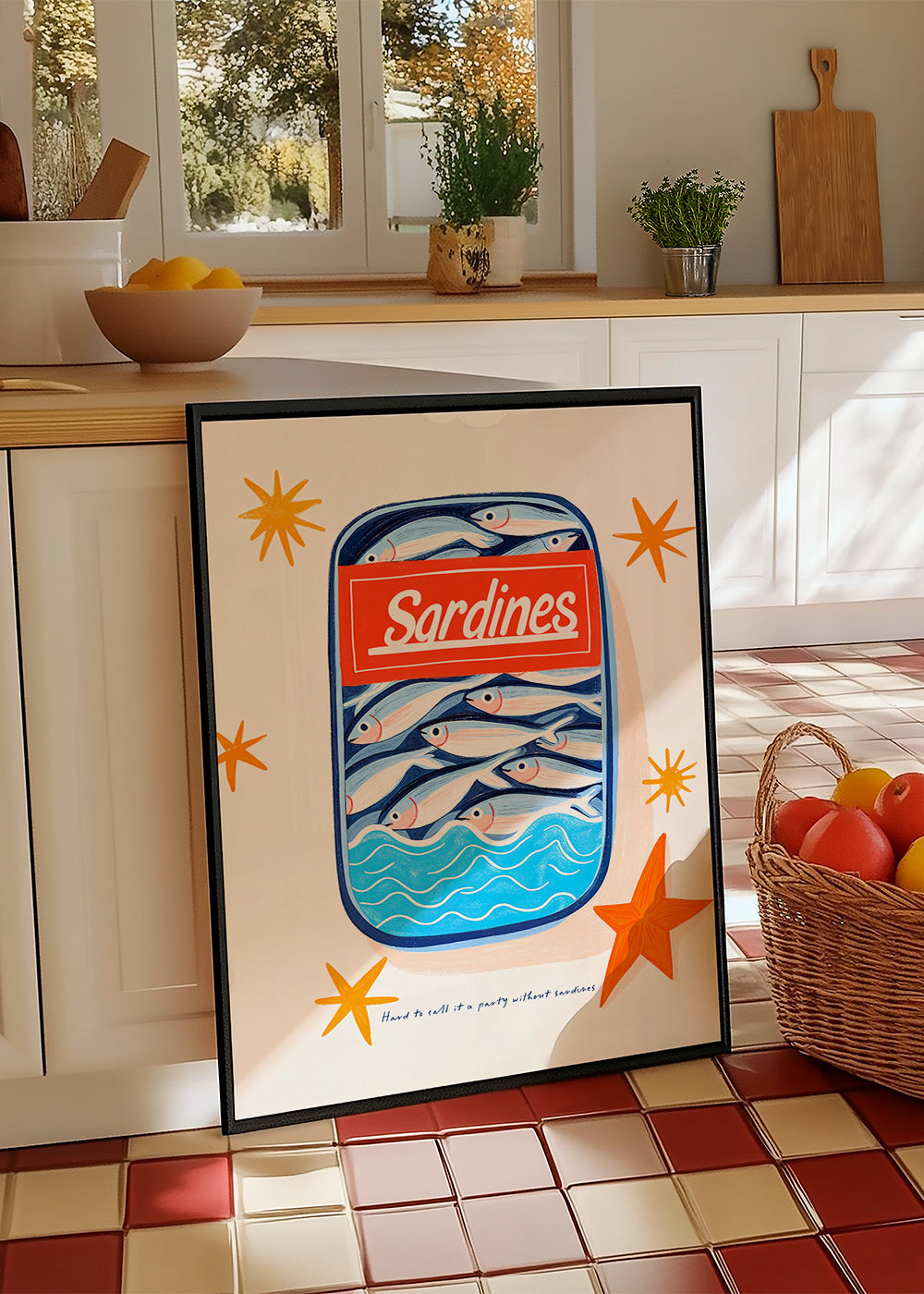 Art de cuisine: boîte de sardines illustrée