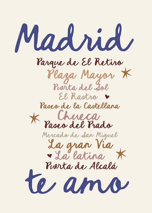 Poster de voyage Madrid lettrage iconique