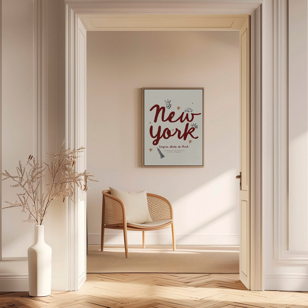 Poster de voyage New York lettrage bordeaux