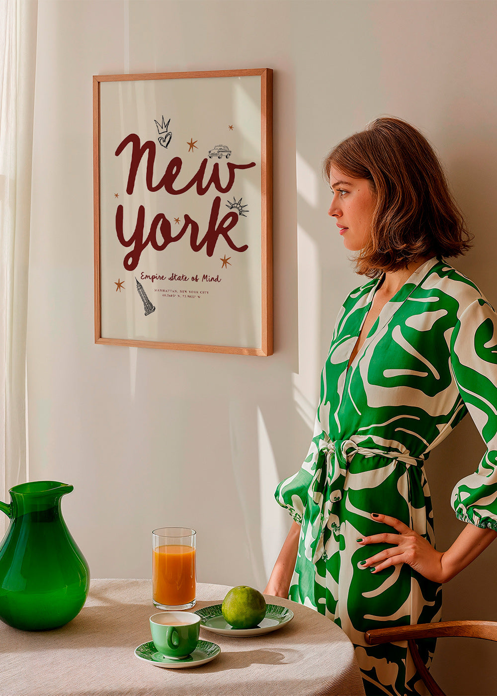 Poster de voyage New York lettrage bordeaux