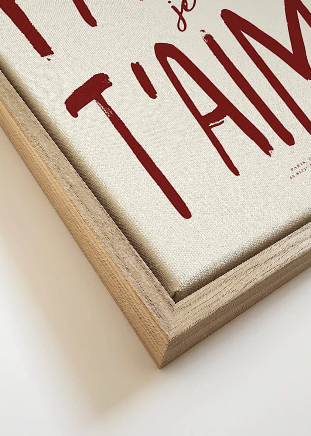 Tableau de voyage typographique Paris je t'aime